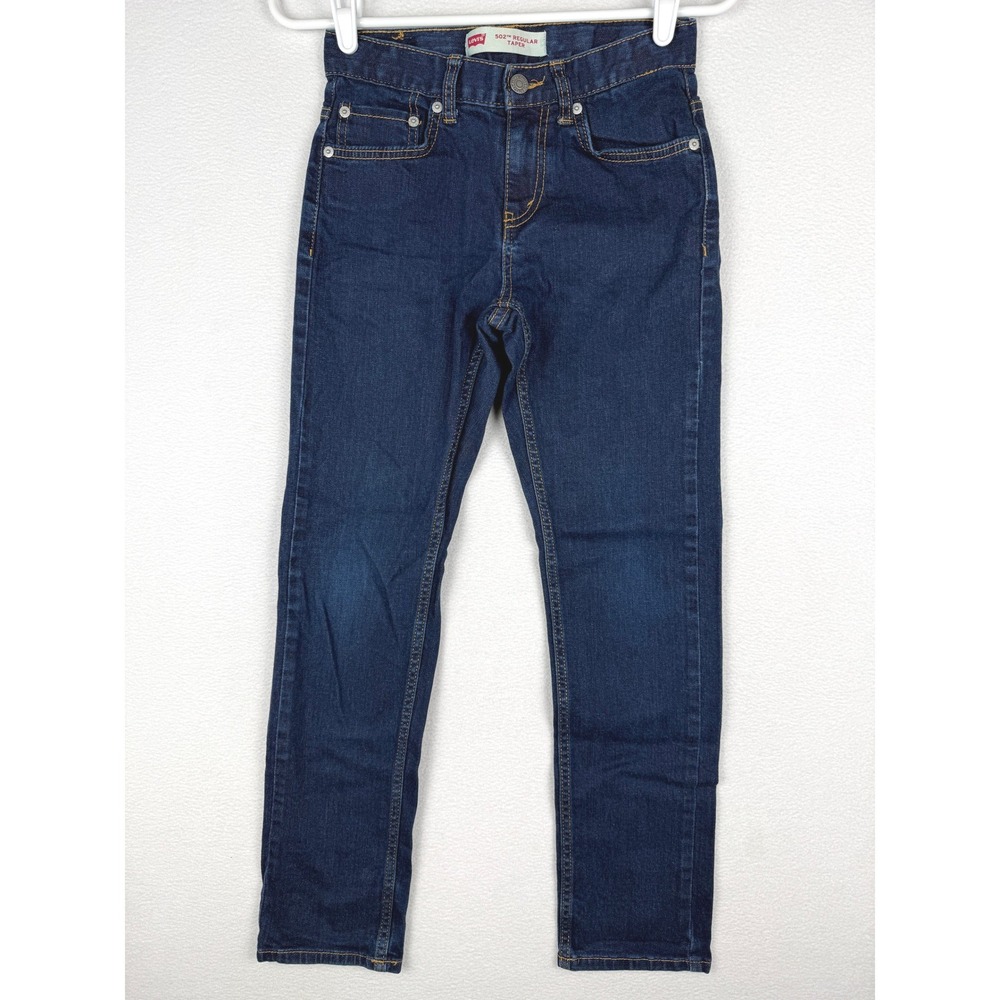 Levi's 502 Regular Taper Jeans Boys 12 Dark Wash Blue Adjustable Waist Denim